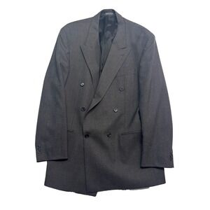 vtg 90s Thomas Churchill 44L Green Glen Plaid Double Breasted Blazer Jacket Wool